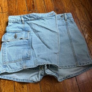 Miss Selfridge Light Blue Jean Shorts with Pocket